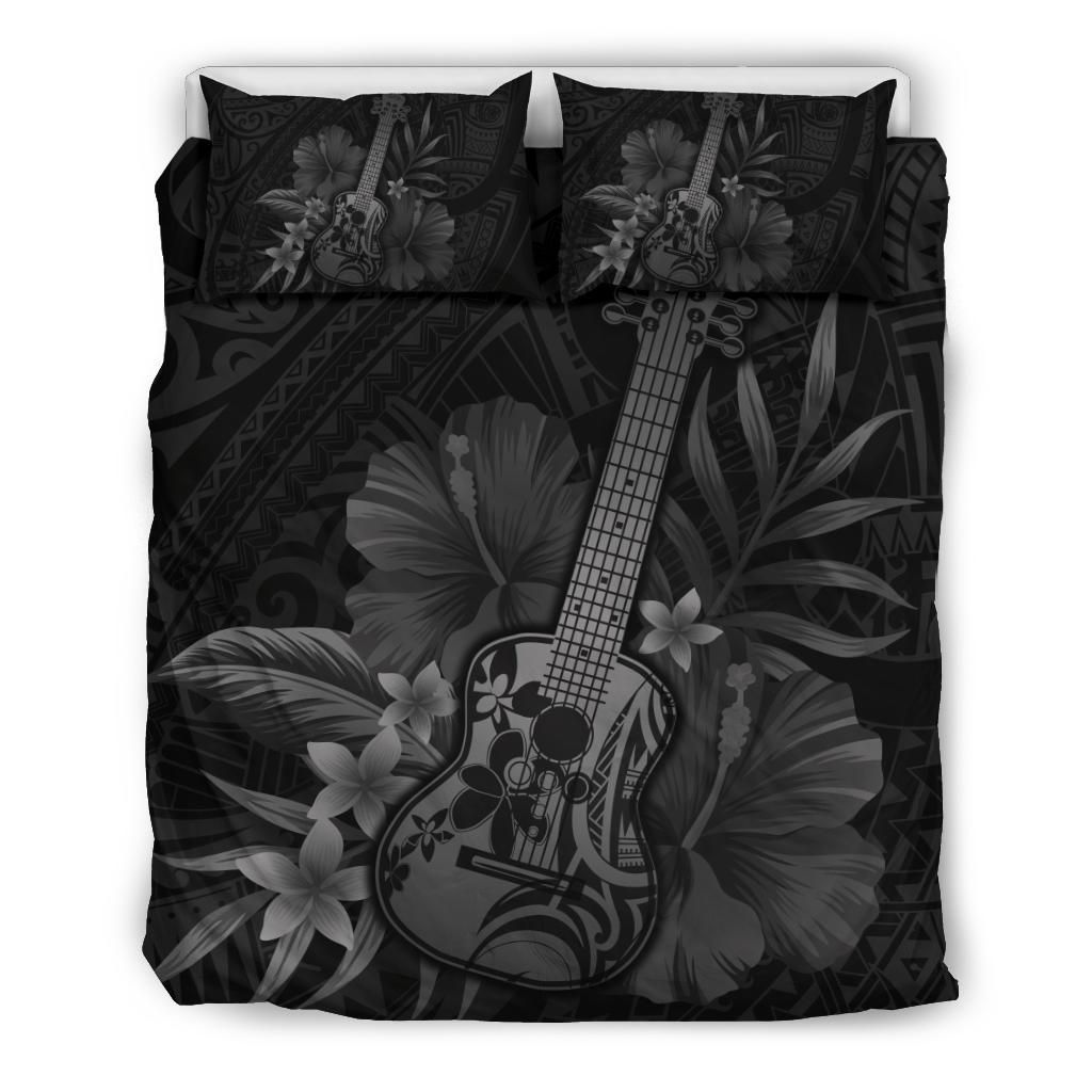 Alohawaii Hawaii Ukulele Flower Gray Bedding Set