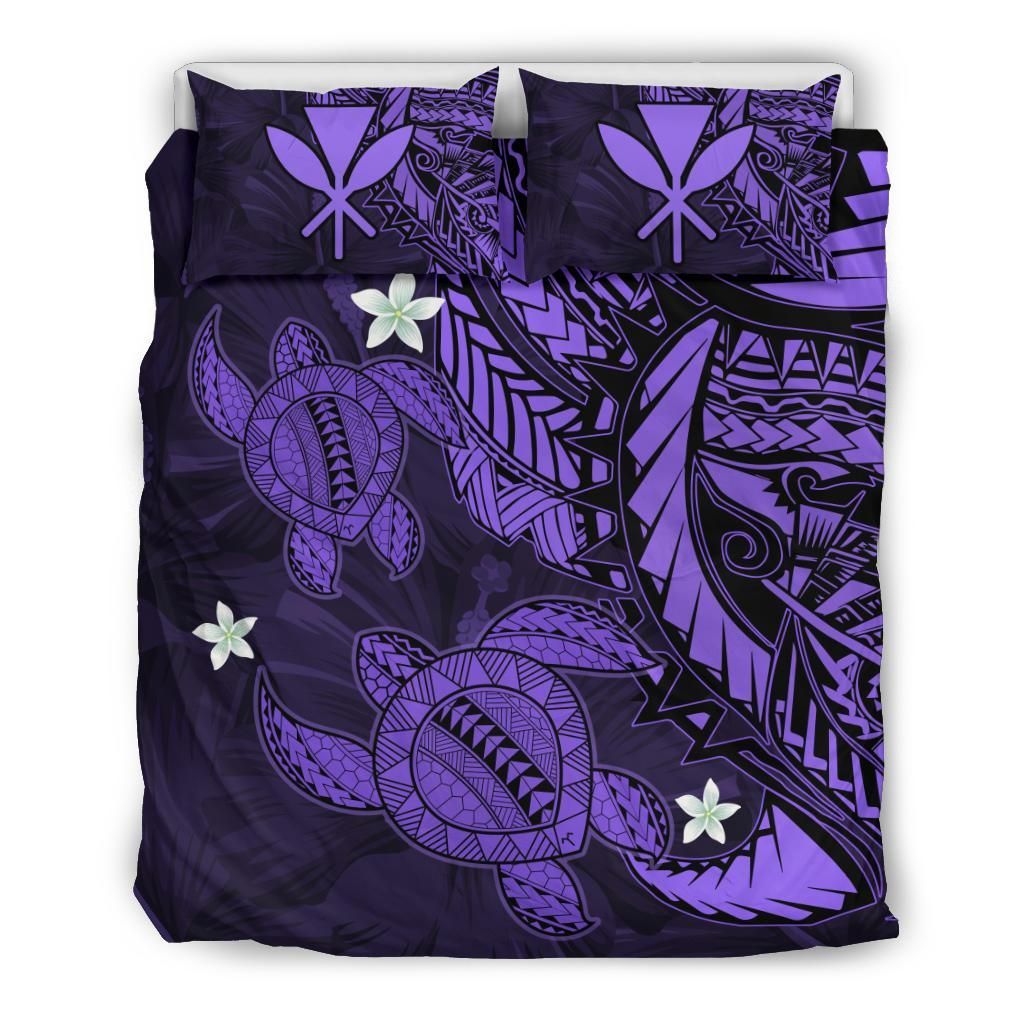Alohawaii Polynesian Turtle Hibiscus Purple Bedding Set