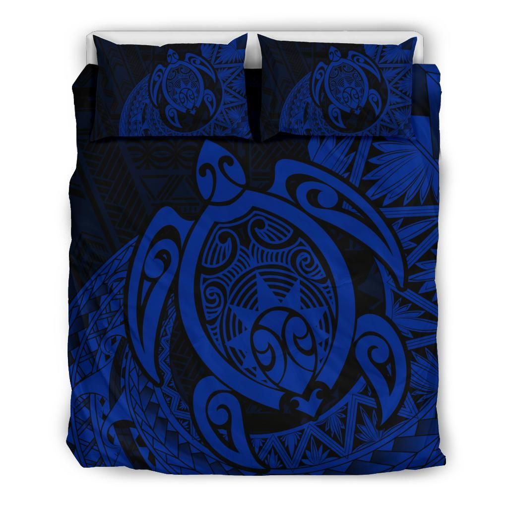 Alohawaiipolynesian Turtle Daria Style Blue Navy Bedding Set