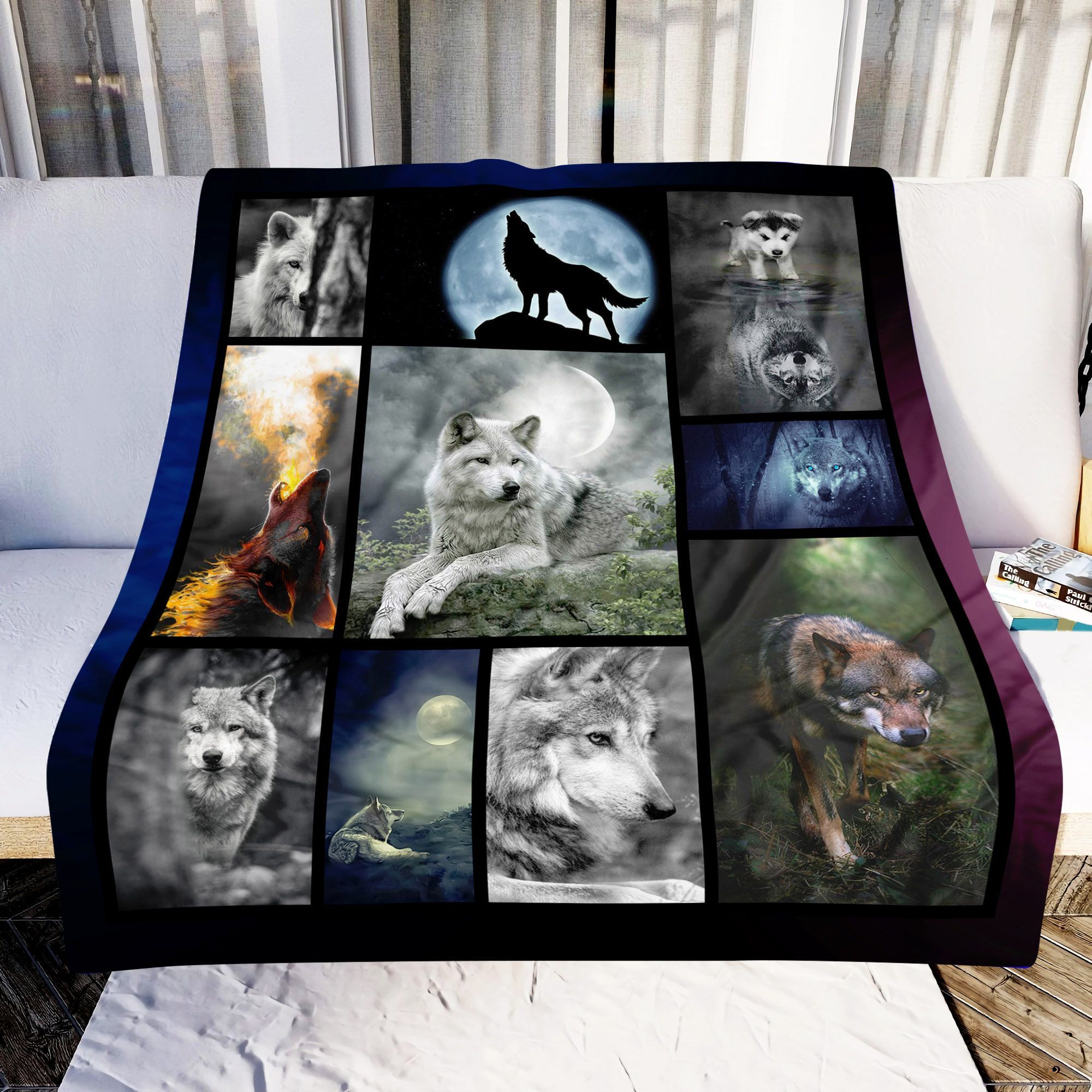 Alone Wolf Sherpa Fleece Blanket