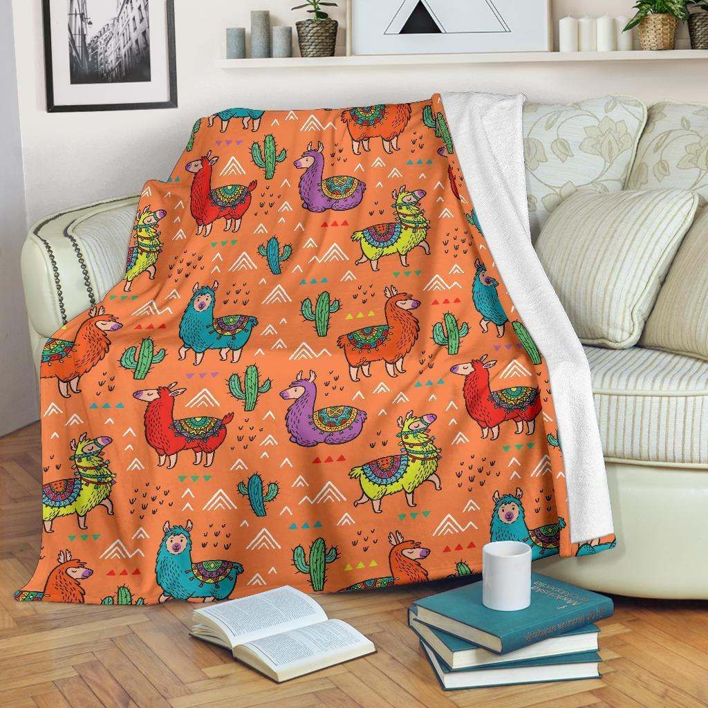Alpaca Cactus Sherpa Fleece Blanket