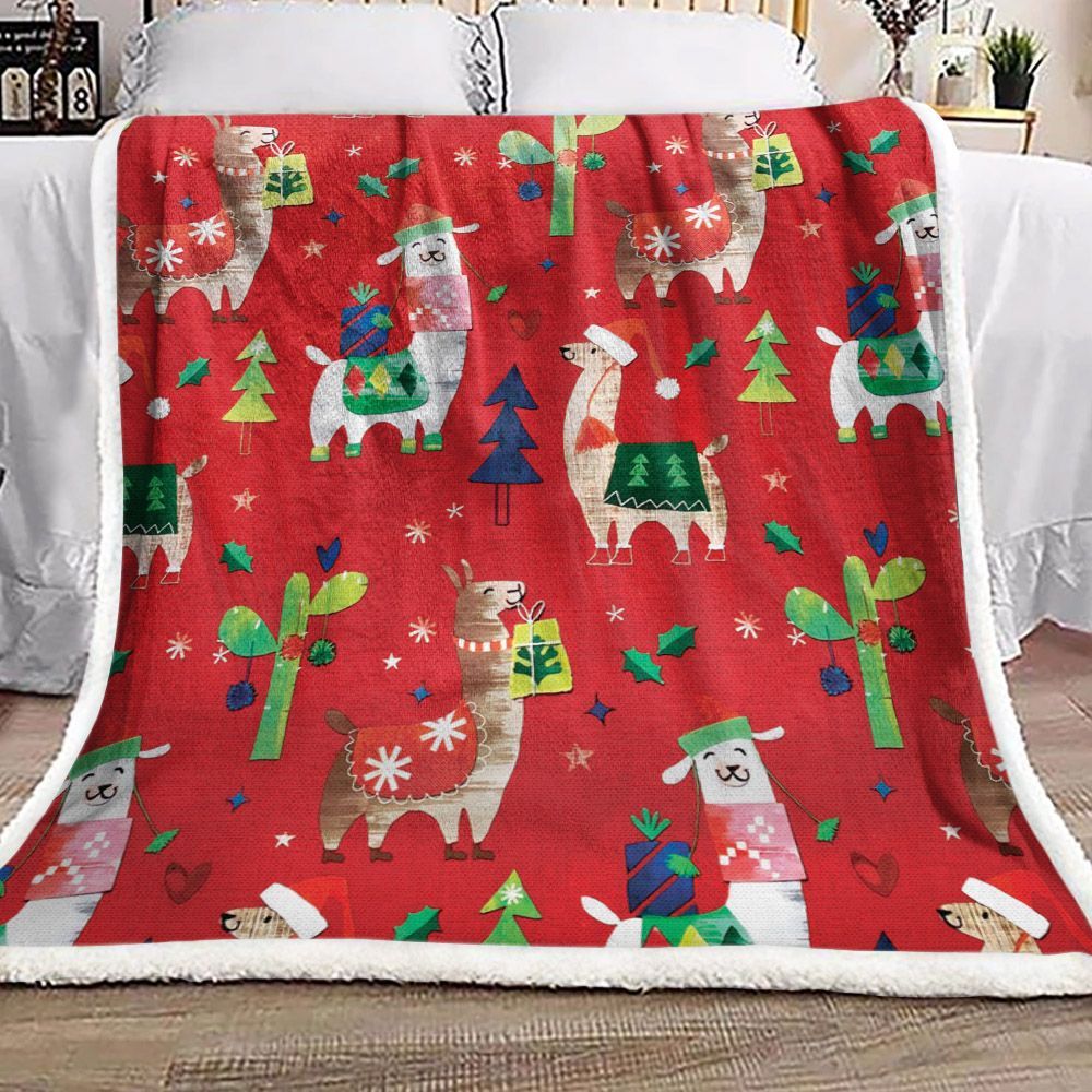 Alpaca Christmas Sherpa Fleece Blanket