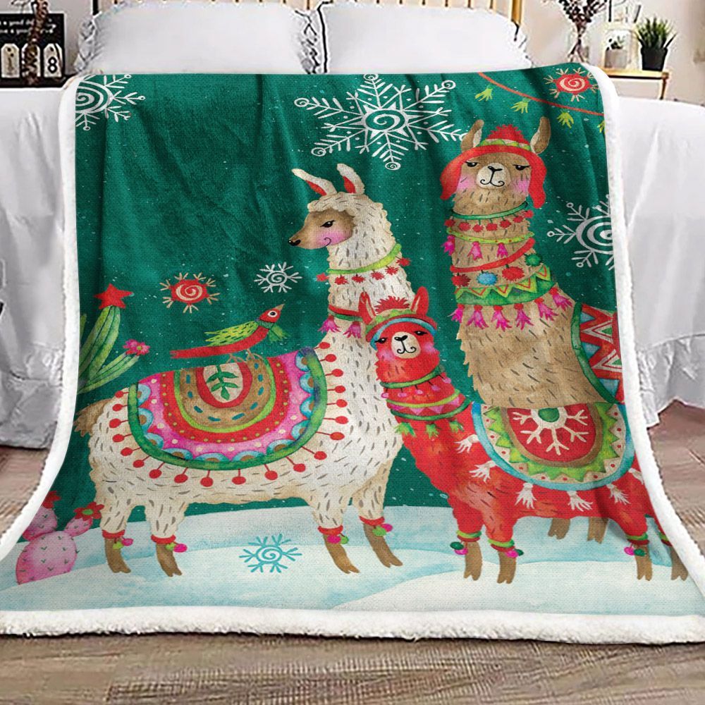 Alpaca Christmas Sherpa Fleece Blanket