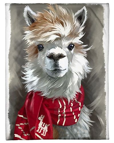 Alpaca Christmas Fleece Blanket