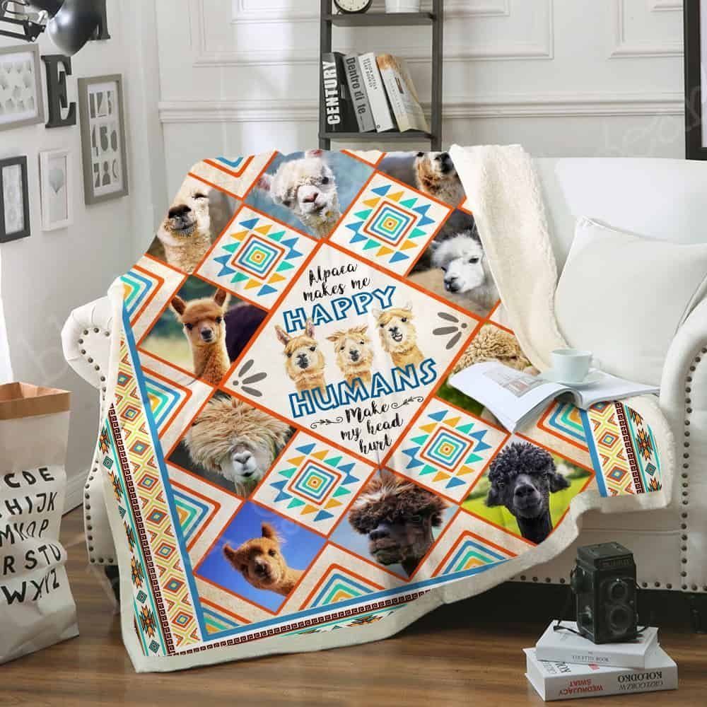 Alpaca Sherpa Fleece Blanket