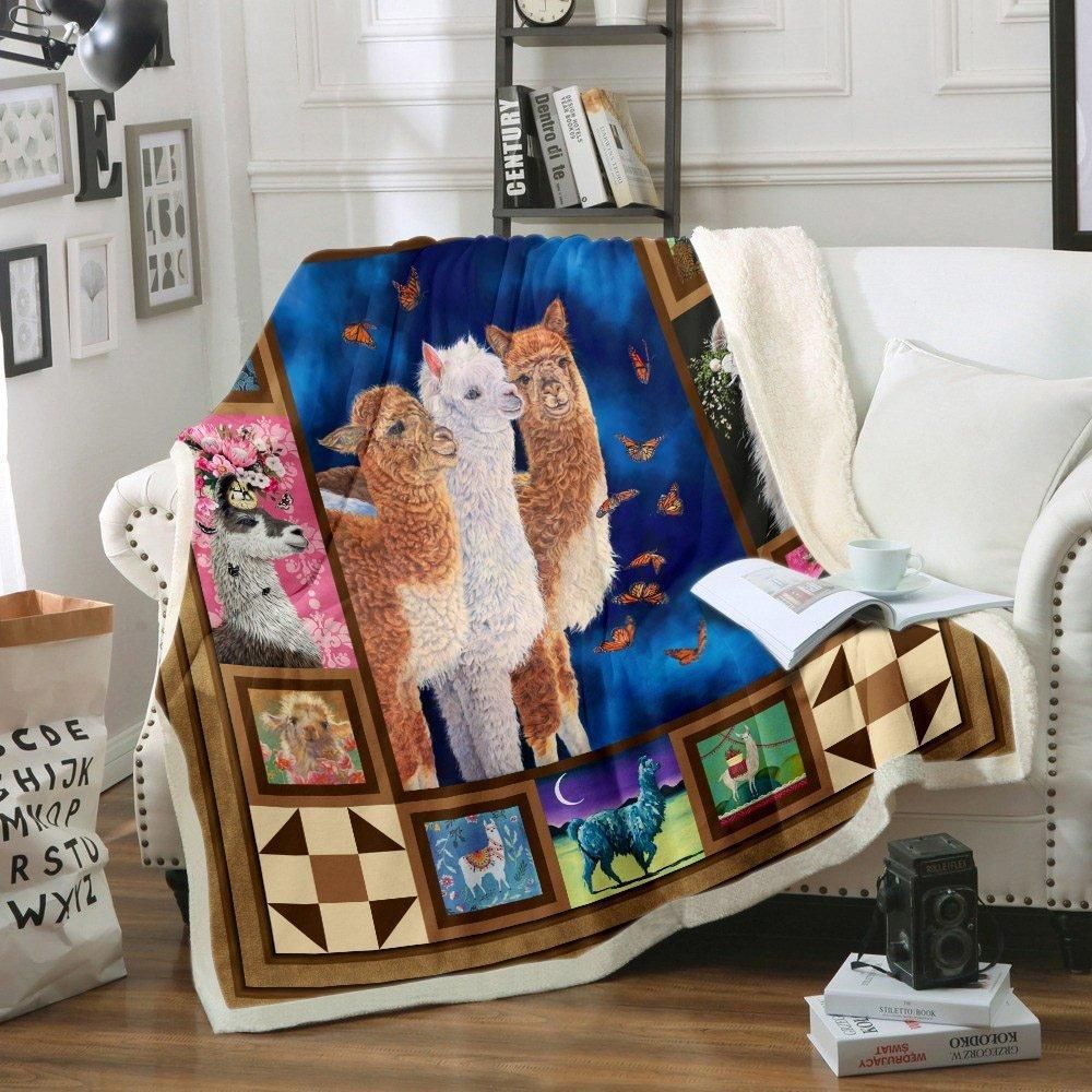 Alpaca Sherpa Fleece Blanket