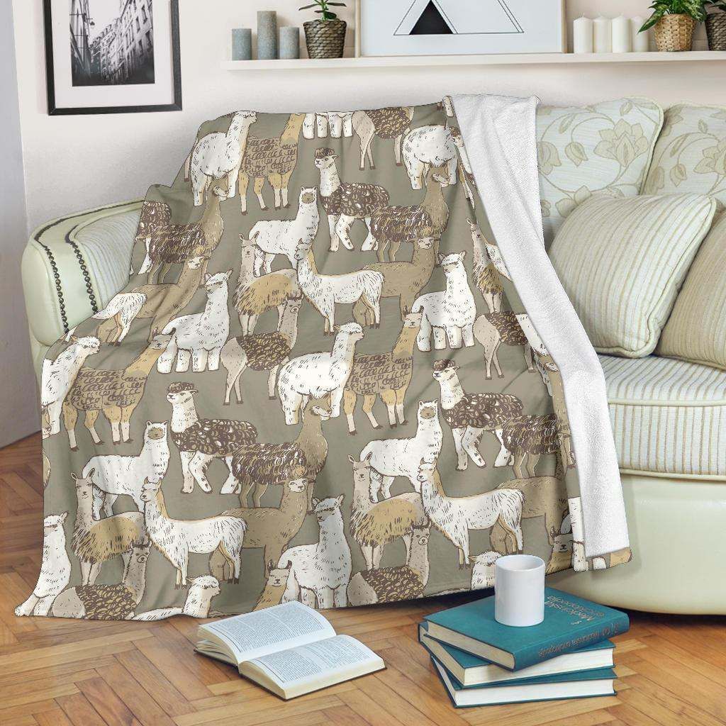 Alpaca Pattern Sherpa Fleece Blanket