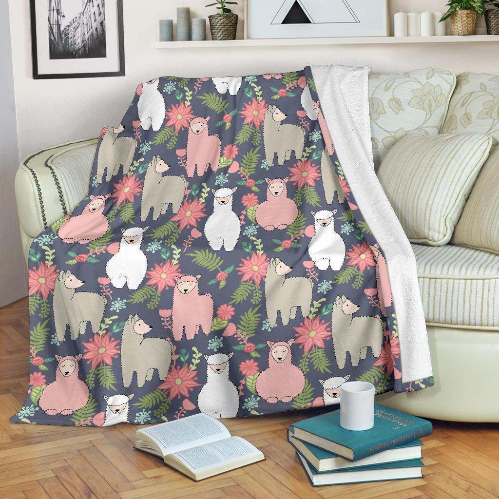 Alpaca Pattern Sherpa Fleece Blanket