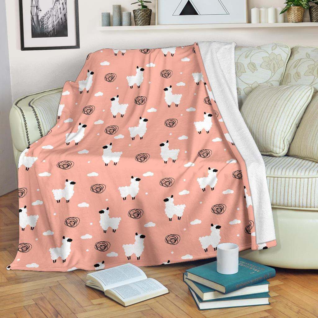Alpaca Pink Sherpa Fleece Blanket