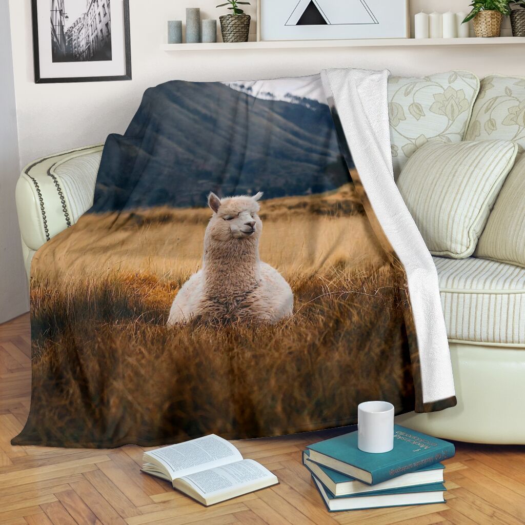 Alpaca Resting Sherpa Fleece Blanket