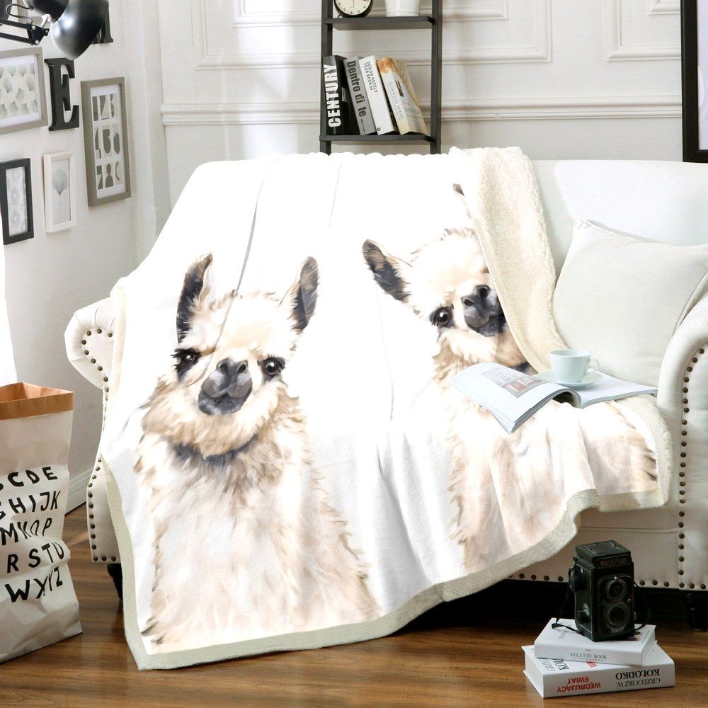 Alpaca Sherpa Fleece Blanket