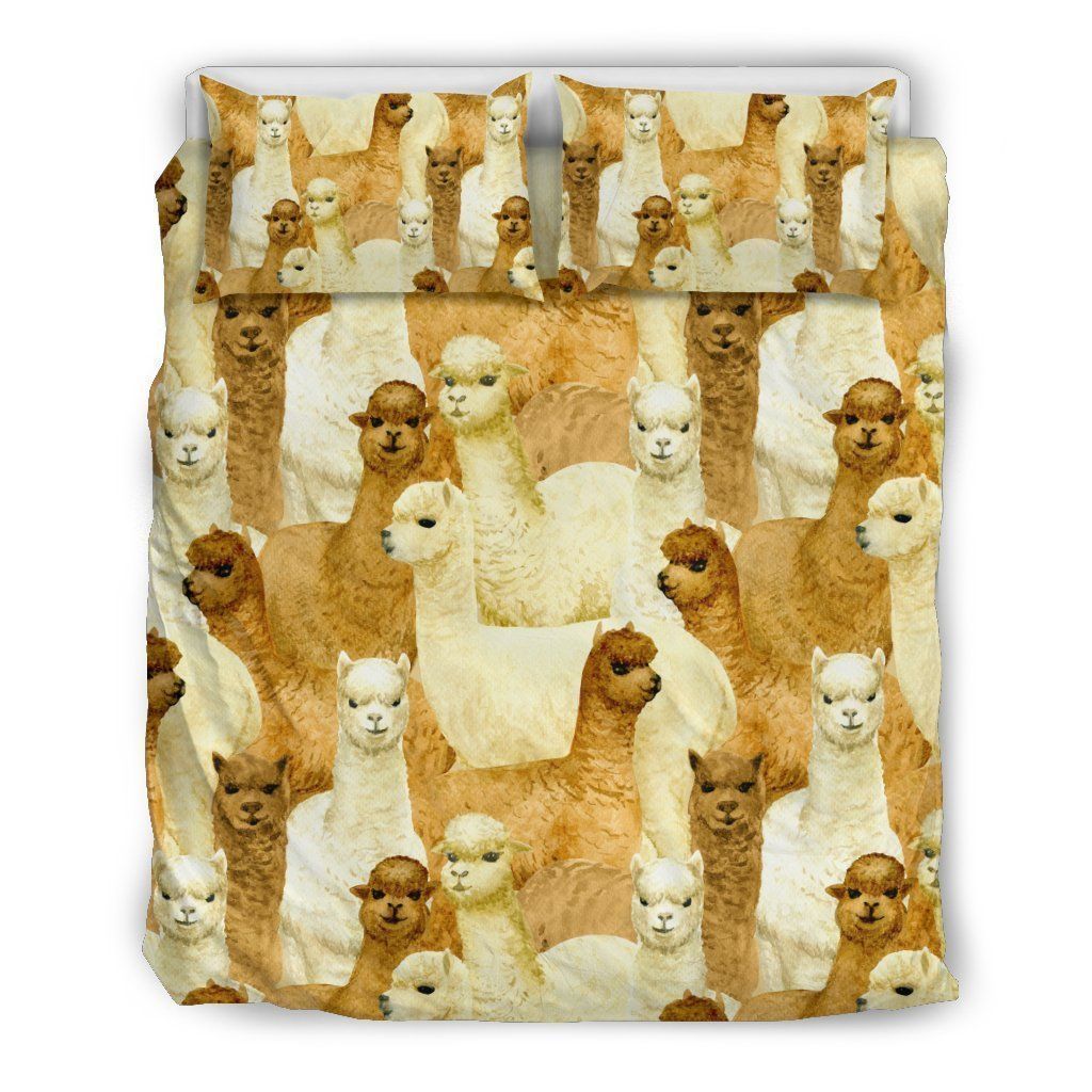 Alpaca Watercolor Design Themed Print Bedding Set