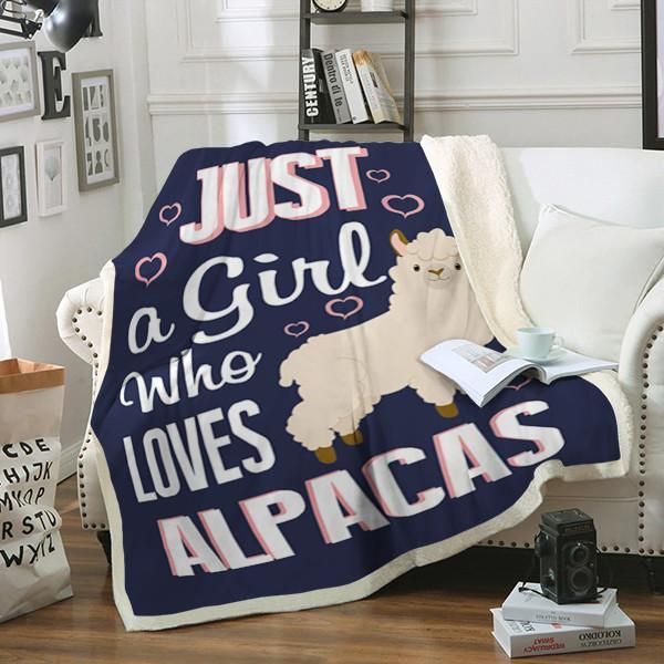 Alpacas Just A Girl Sherpa Fleece Blanket