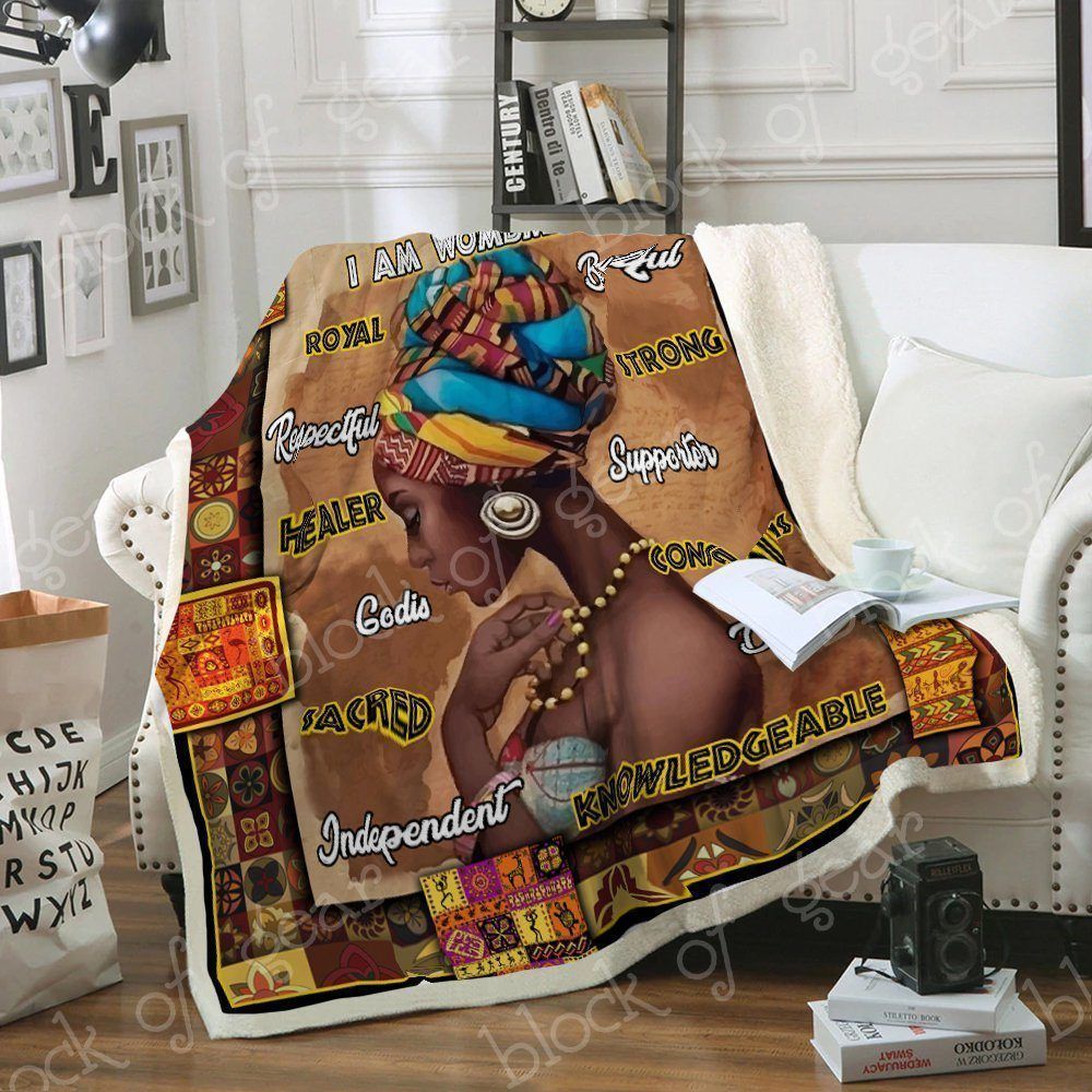 Alpha Woman Proud African Sherpa Fleece Blanket