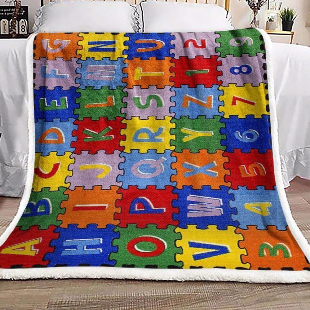 Alphabet Colors Sherpa Fleece Blanket