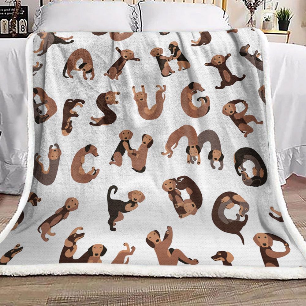 Alphabet Dachshund Sherpa Fleece Blanket