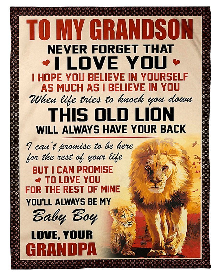 Always Be My Baby Boy Lion Grandpa To My Grandson Fleece Blanket Fleece Blanket
