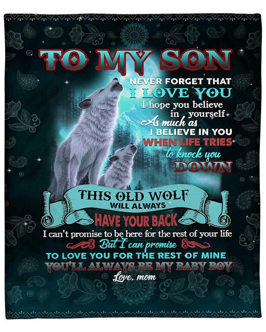 Always Be My Baby Boy Mummy To Son Fleece Blanket Wolf Fleece Blanket