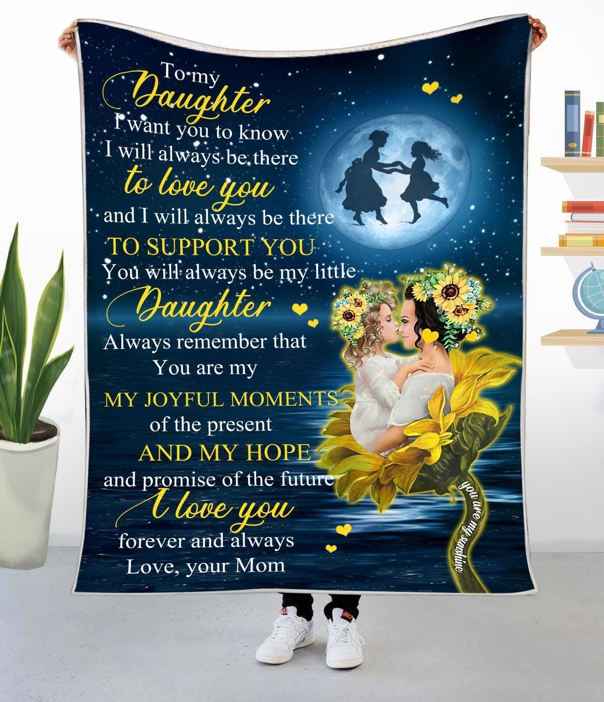 Always Be There Sunflower Fleece Blanket Gift For Daughter