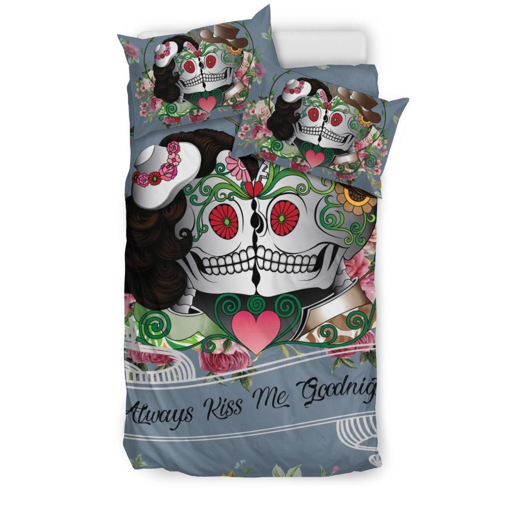 Always Kiss Me Goodnight Sugar Skull Bedding Set
