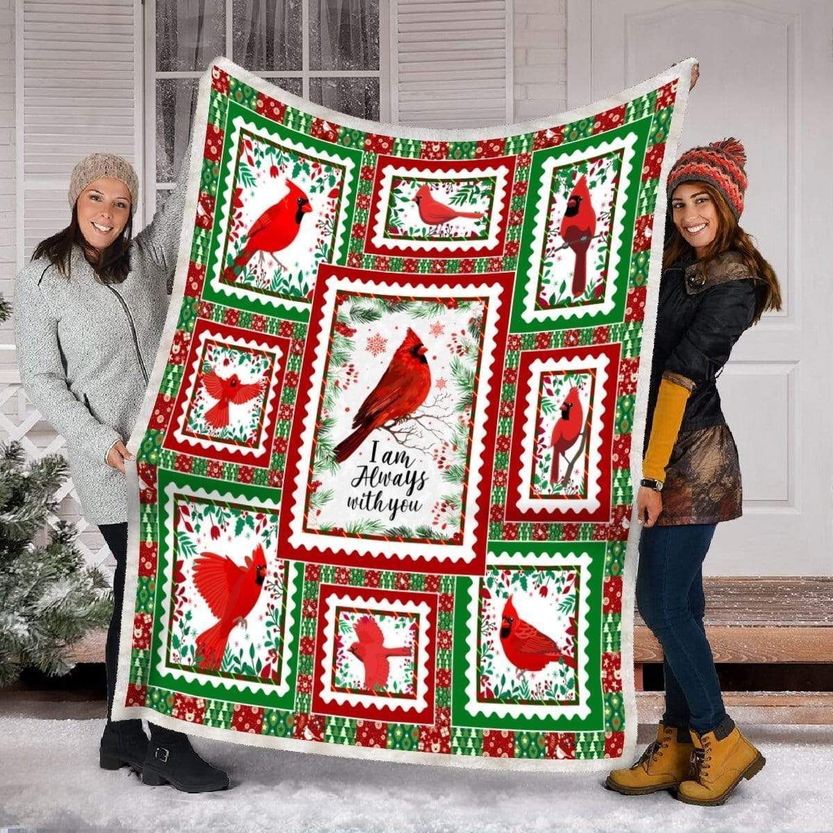 Always With You Chirstmas Cardinal Soft Fleece Blanket Gift
