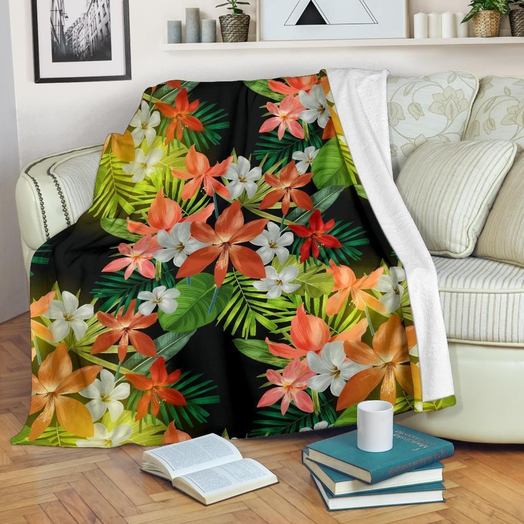 Amaryllis Pattern Print Design Soft Fleece Blanket