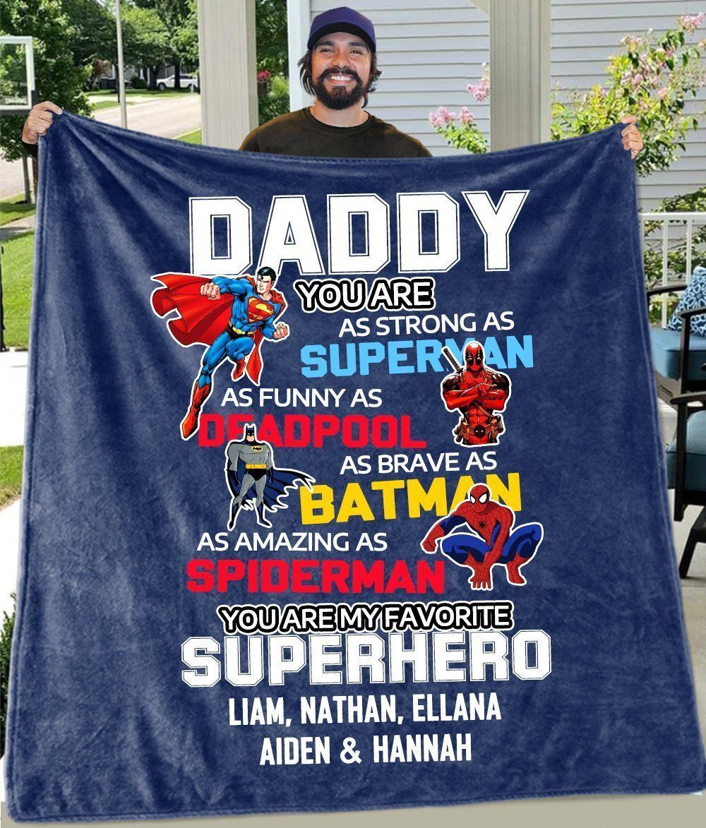 Amazing Birthday Gift For Dad Uncle And Grandpa Superhero Printed Fleece Blanket