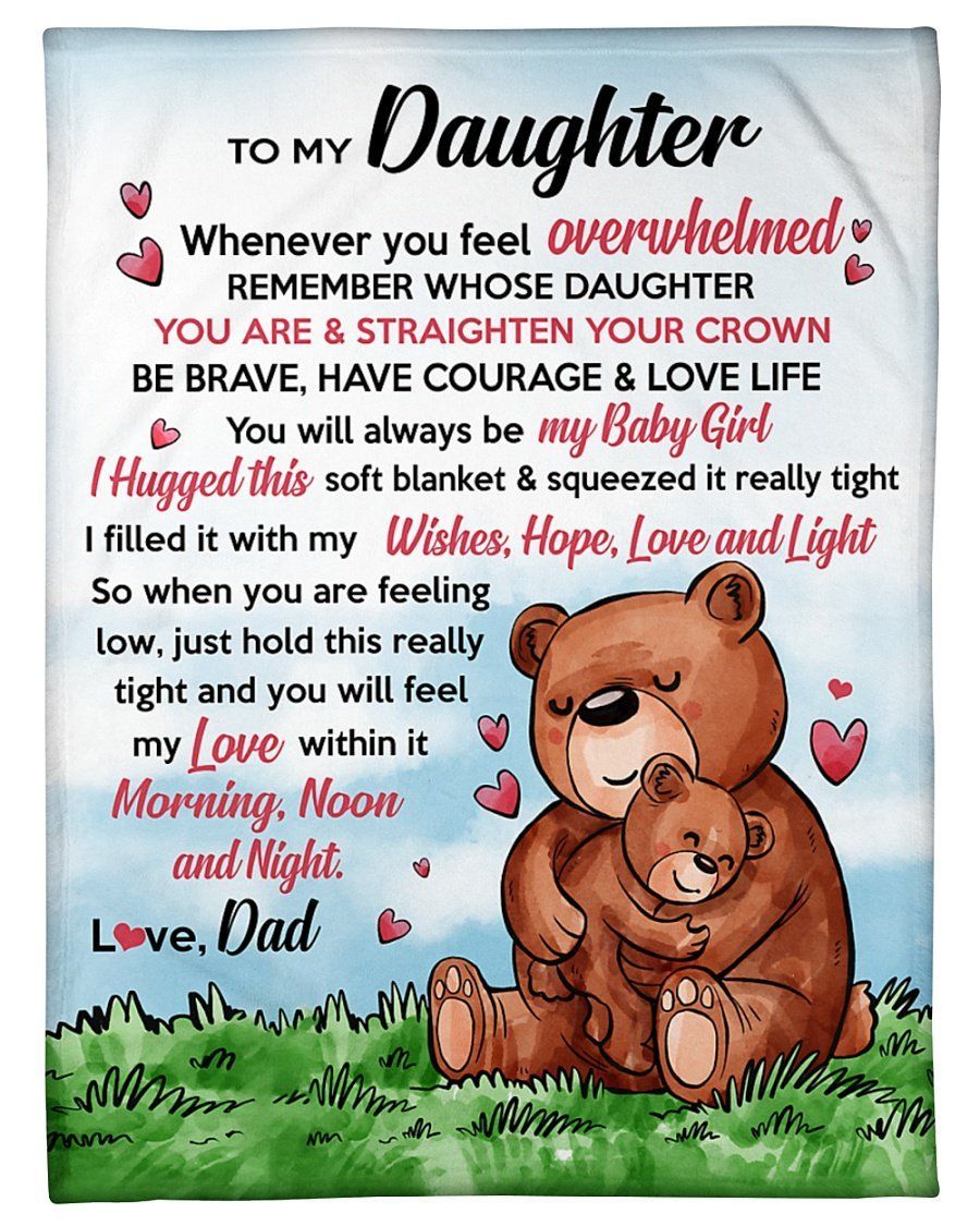 Amazing Gift For Daughter This Old Bear Will Always Have Your Back Fleece Blanket Fleece Blanket
