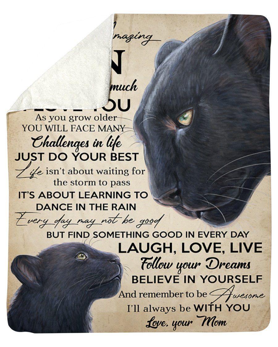 Amazing Gift Panther To My Son Never Forget I Love U Fleece Blanket Sherpa Blanket