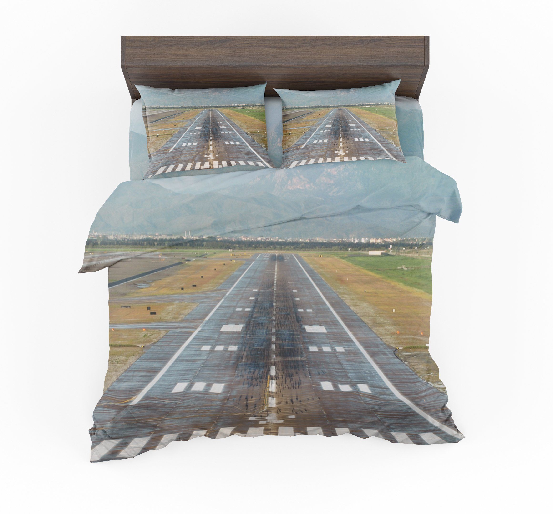 Amazing Mountain View And Runway Designed Bedding Set