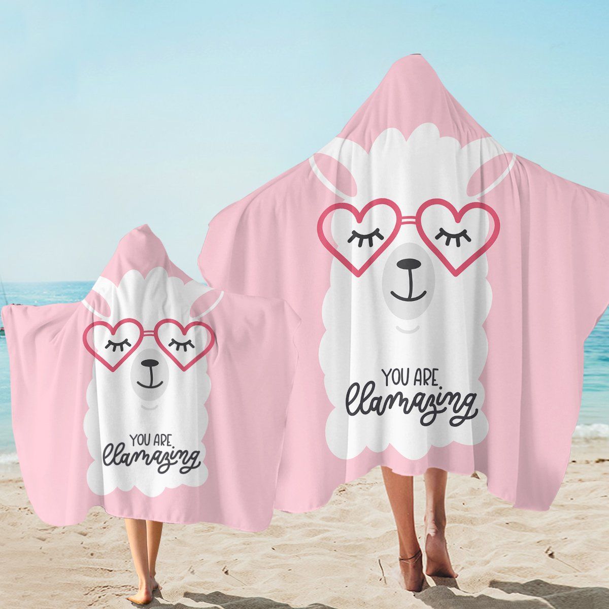 Amazing Sheep Pink You Are Charming Printed Hooded Towel
