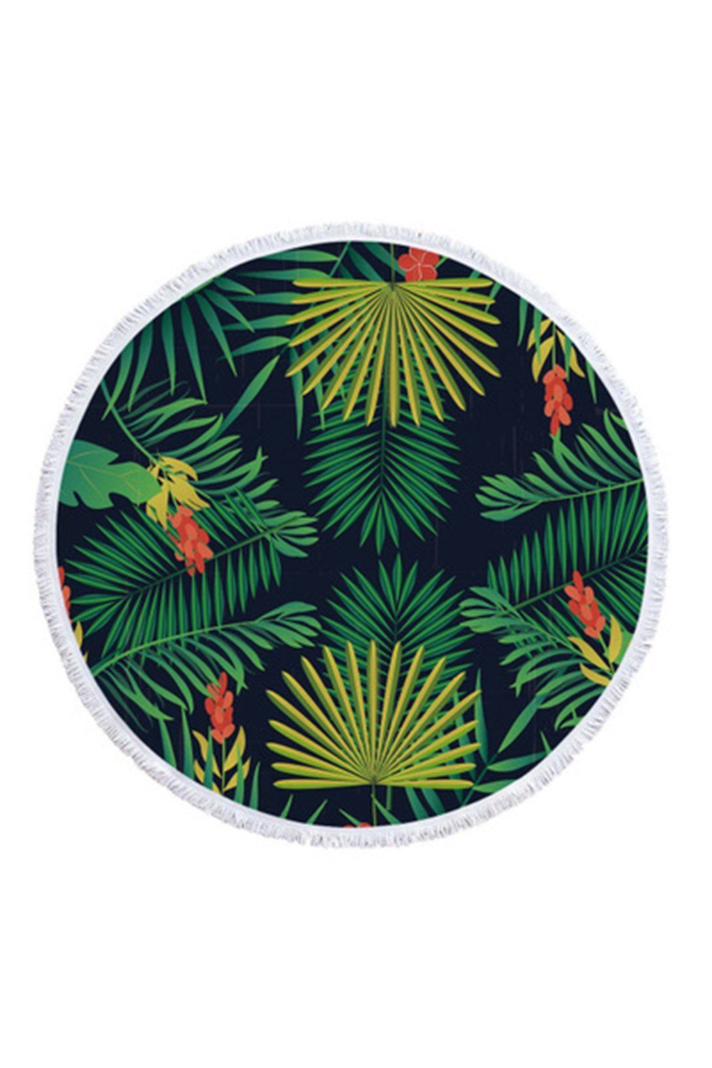 Amazing Tropical Leaves Printed Round Beach Towel
