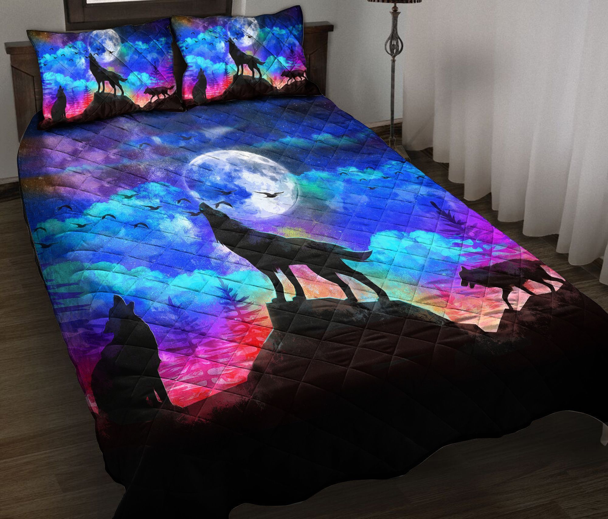 Amazing Wolf At Night Bedding Set