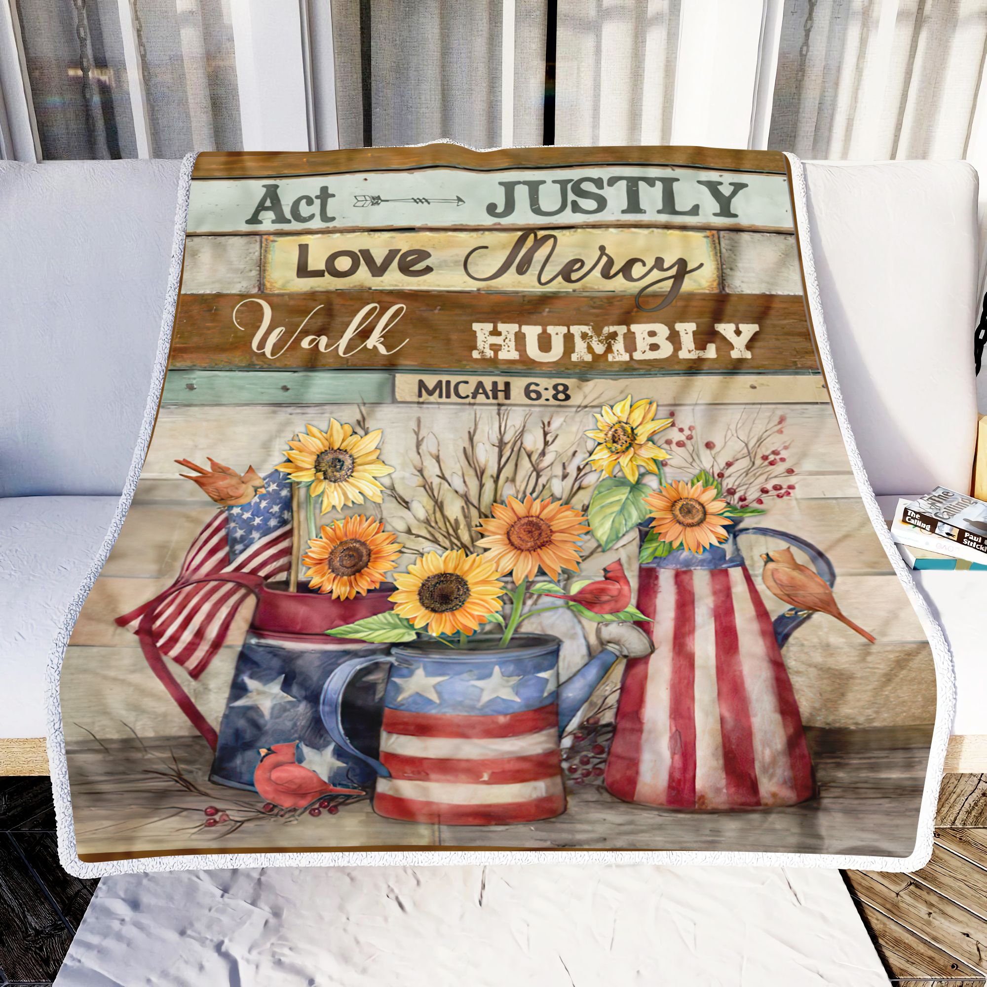 America Sunflower Act Justly Fleece Blanket