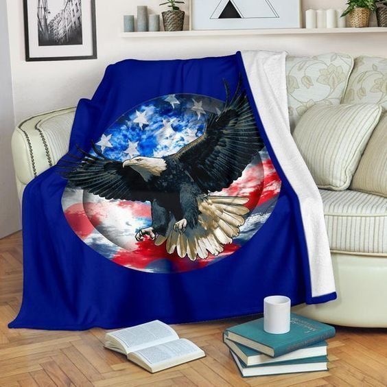 American Bald Eagle Flag Sherpa Fleece Blanket