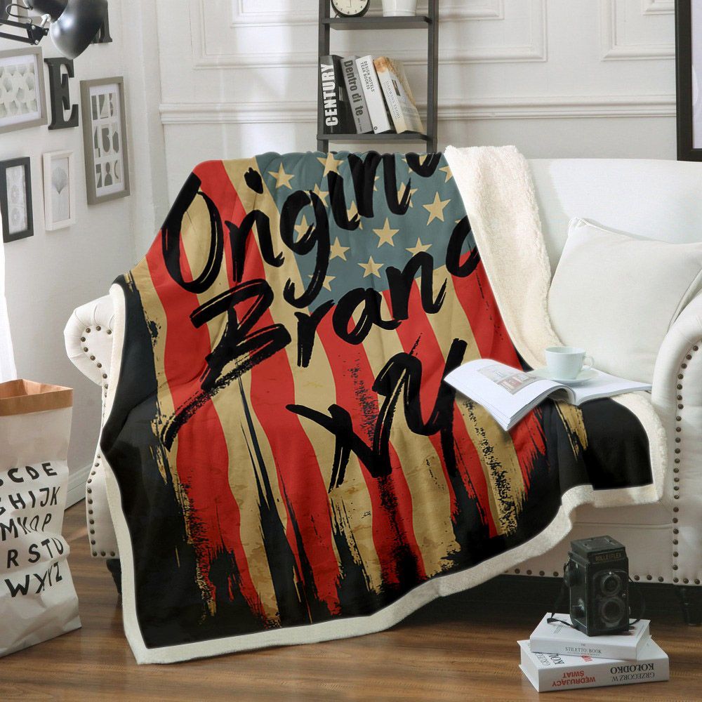 American Broken Flag Vintage Sherpa Fleece Blanket
