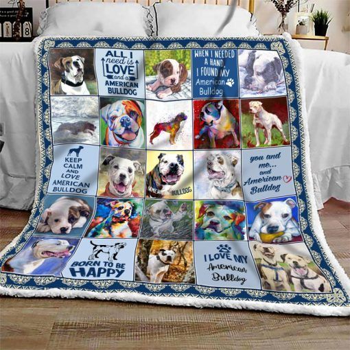 American Bulldog Sherpa Fleece Blanket