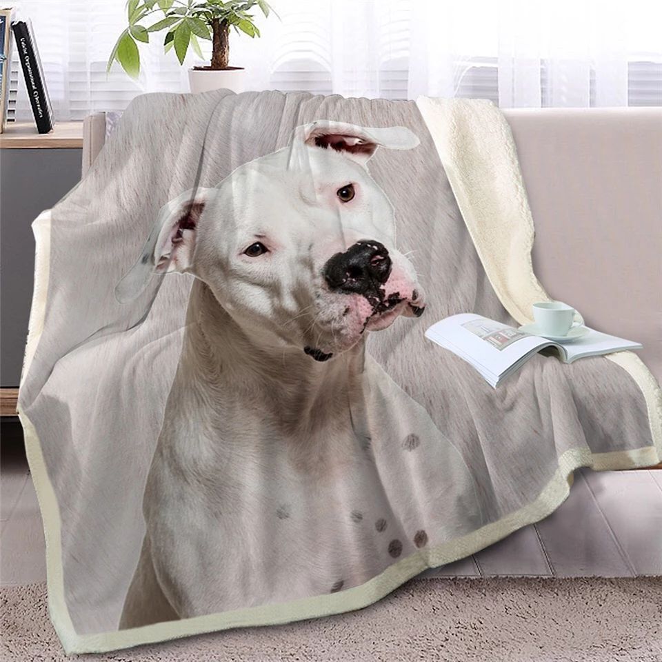 American Bulldog Sherpa Fleece Blanket