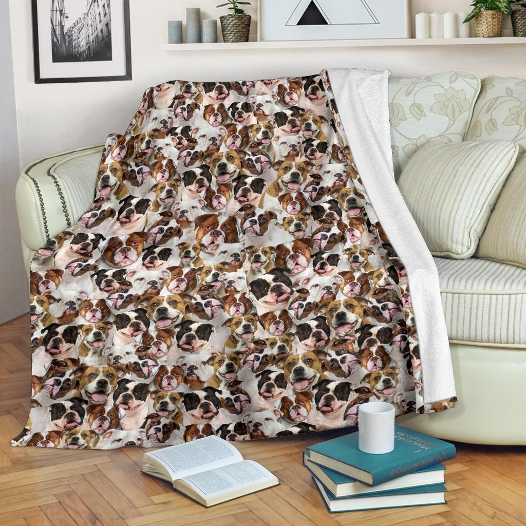 American Bulldog Sherpa Fleece Blanket