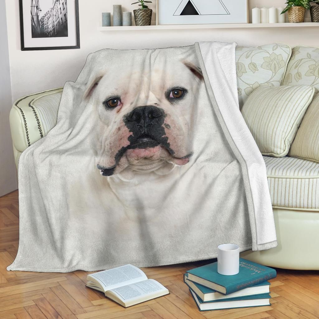 American Bulldog Sherpa Fleece Blanket
