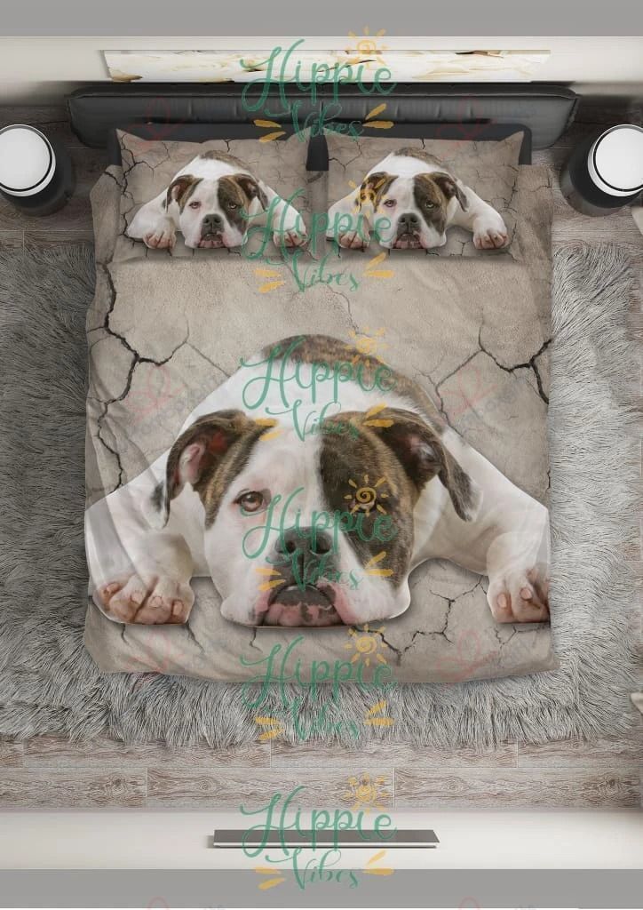American Bulldog Happy Printed Bedding Set