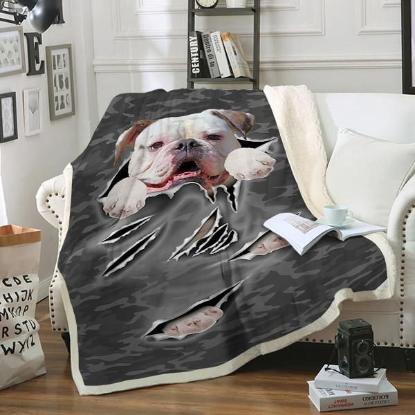 American Bulldog Scratch Dog Sherpa Fleece Blanket
