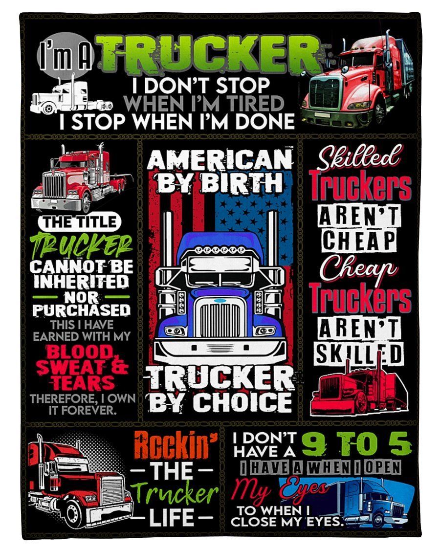 American By Birth Trucker By Choice Fleece Blanket Fleece Blanket