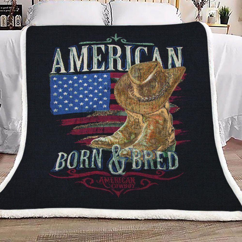 American Cowboy Sherpa Fleece Blanket