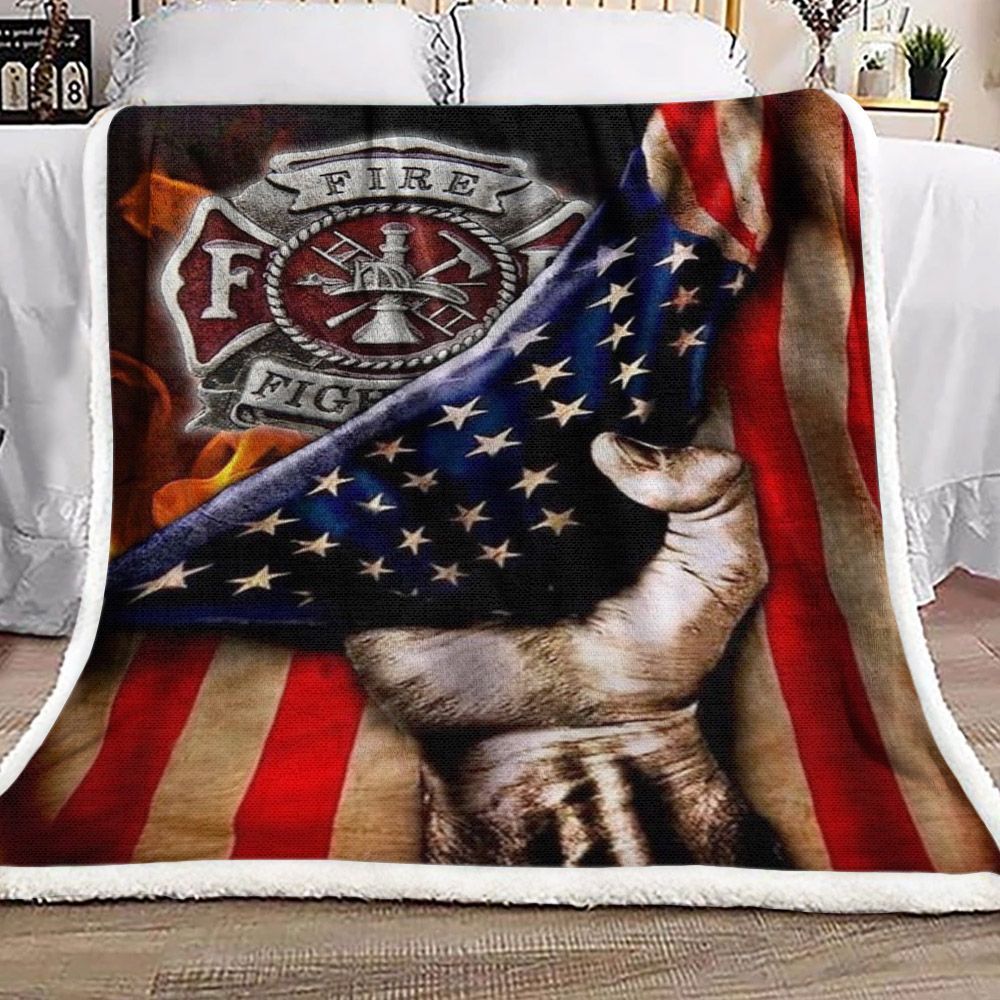 American Firefighter Sherpa Fleece Blanket