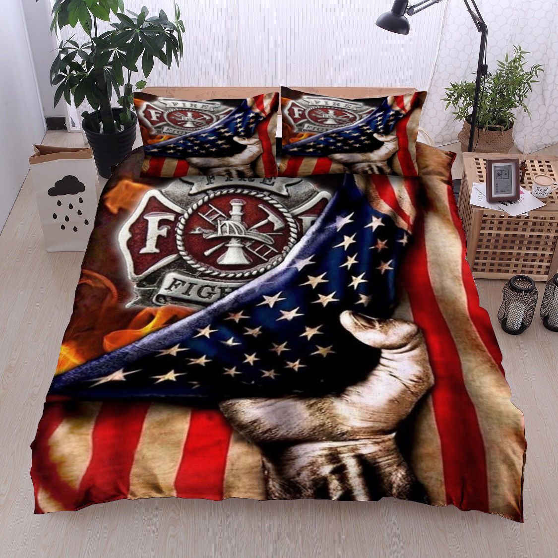 American Firefighter Bedding Set