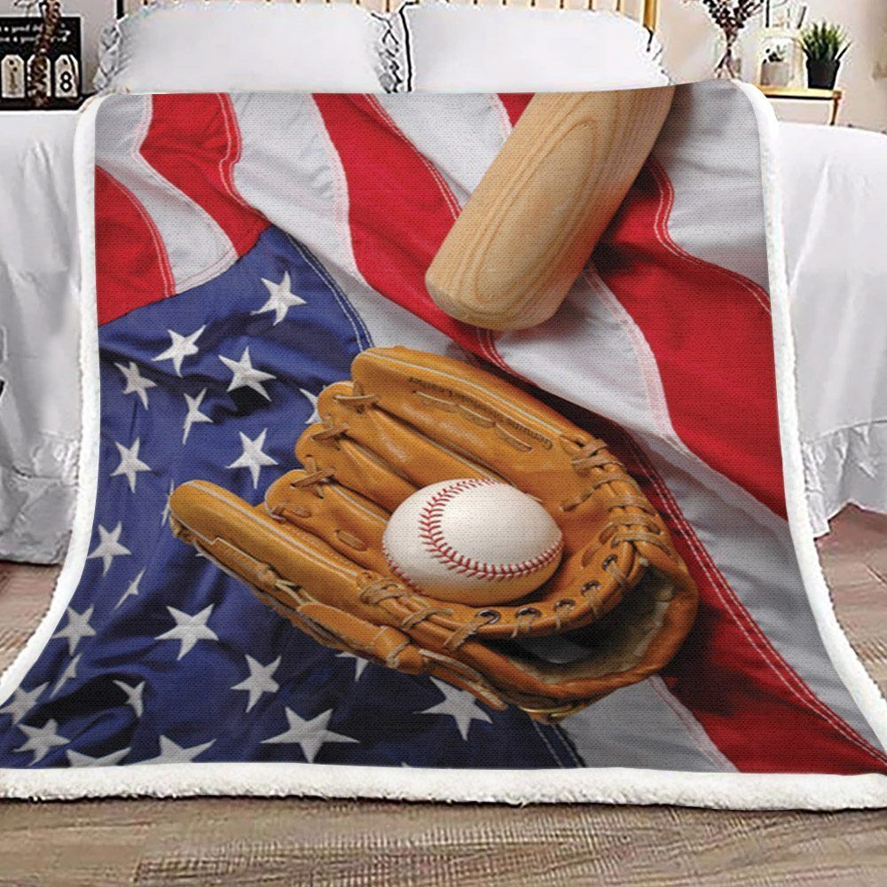 American Flag Baseball Sherpa Fleece