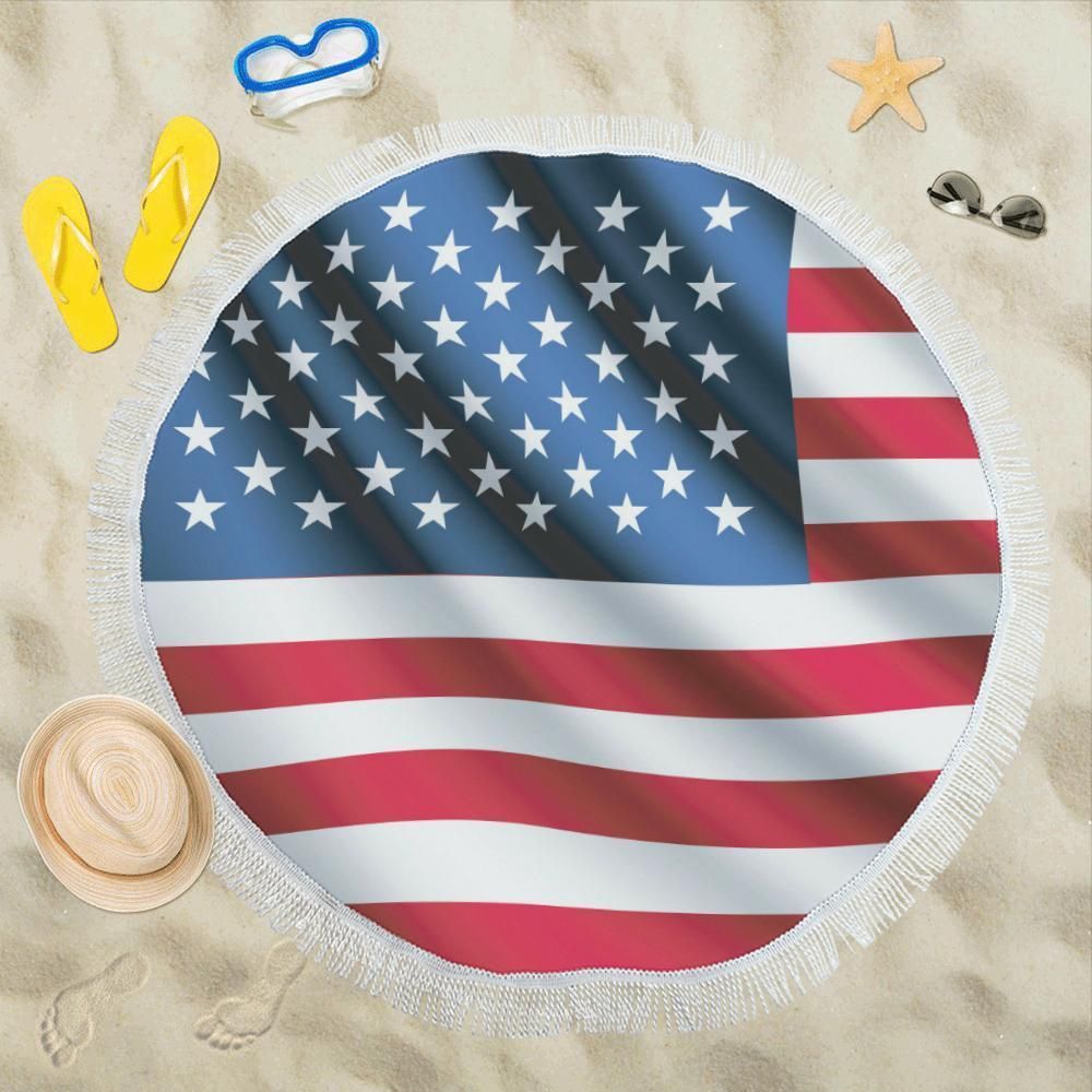 American Flag Classic Round Beach Towel