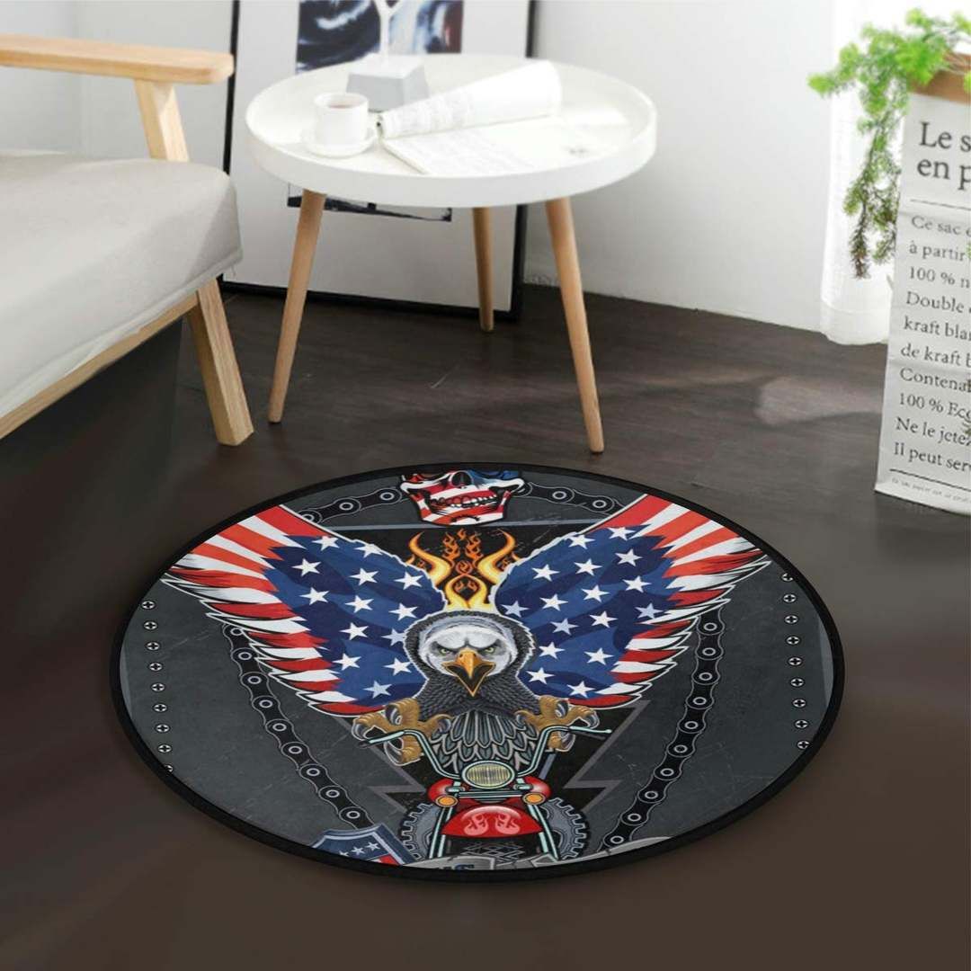 American Flag Eagle Round Carpet