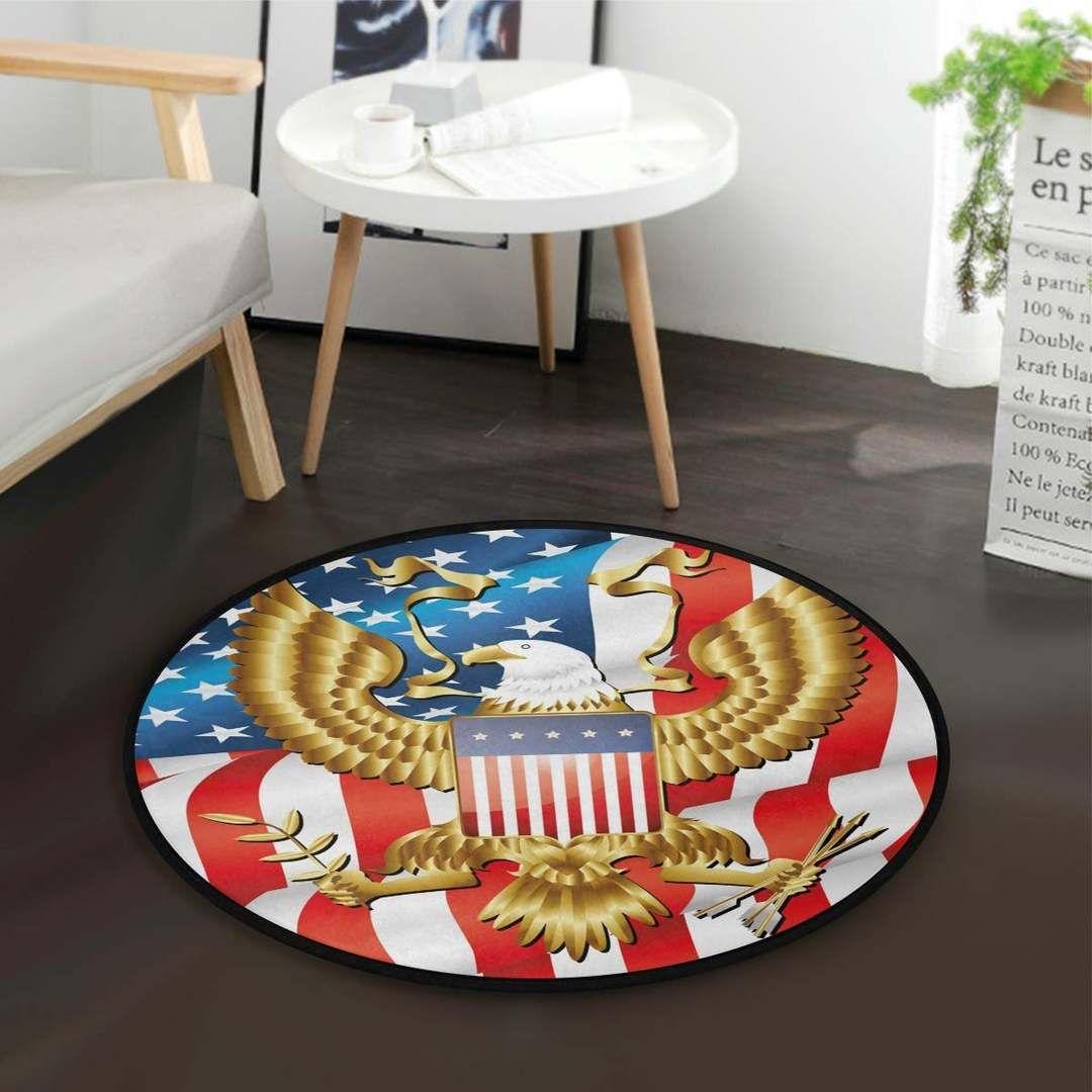 American Flag Eagle Round Carpet